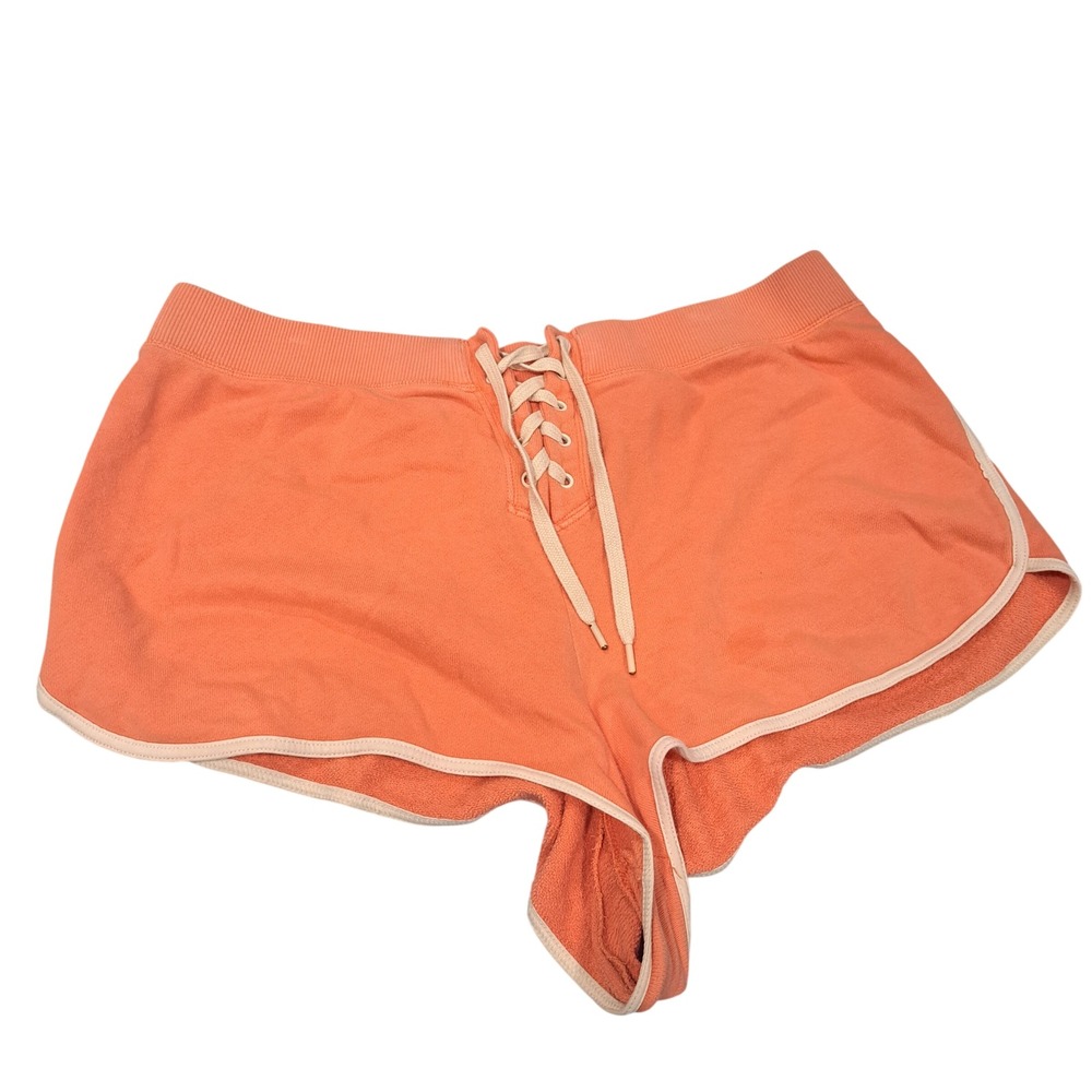 OFFLINE by Aerie Women XL Coral Orange Lace Up French Terry‎ Dolphin Shorts Y2K